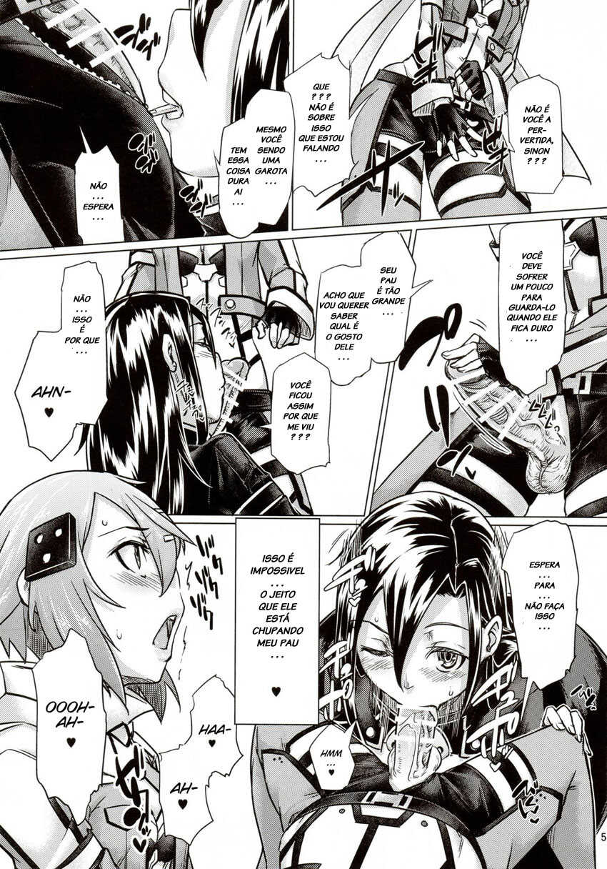 (C88) [Shichimen Soka (Sexyturkey)] Sogekishu ni Oshiri Ijirareru Hon (Sword Art Online) [Portuguese-BR] - Page 4