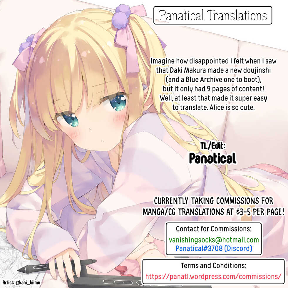 (C99) [Fatima Cigarette (Daki Makura)] Sensei no Aka-chan Milk wa Alice no Jinkou Shikyuu de Atatamemasu! | Teacher's Baby Milk Is Warming Alice's Artificial Uterus! (Blue Archive) [English] [Panatical] - Page 19