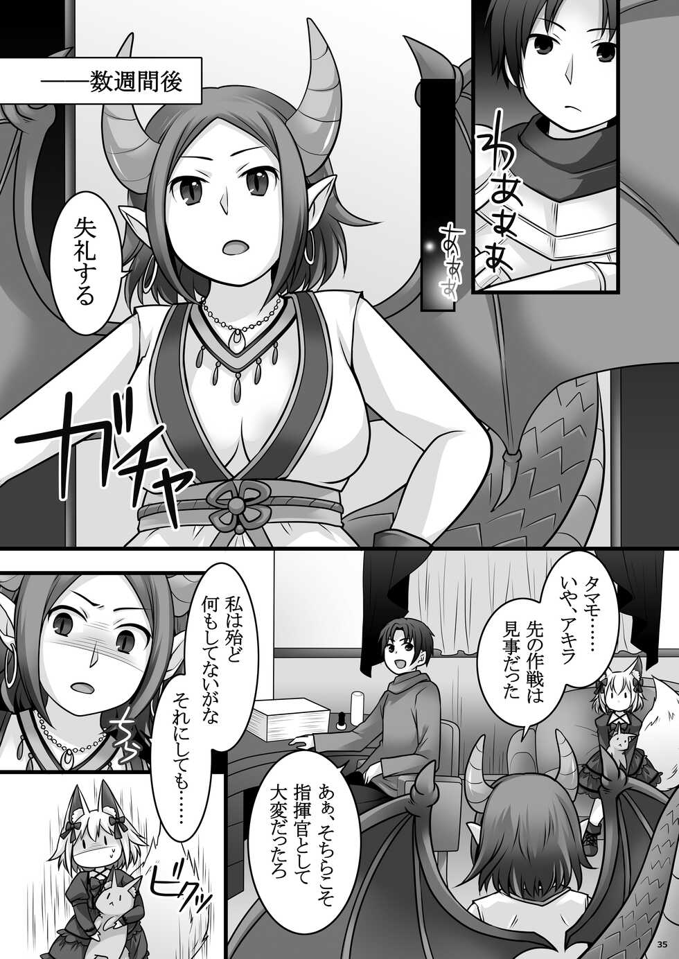 [Chabatake ni Haeta Takenoko (Kuratsuka Riko, Iga Senpuki)] Ippan Heishi Akira ga Shitennou Tamamo wo Tsukaima ni Dekita Wake [Digital] - Page 36