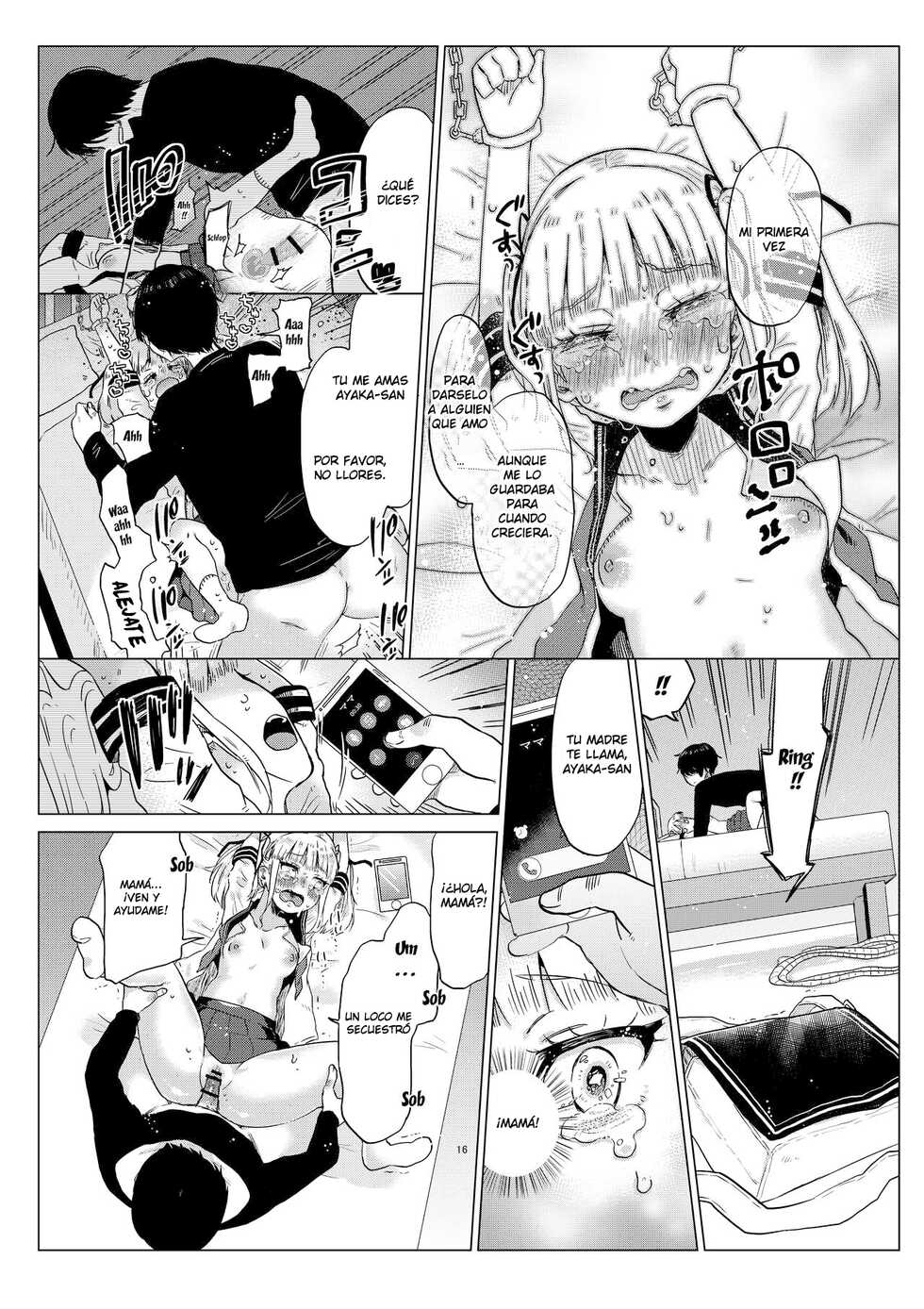 [Circle Mitsuhagane (Menu.)] Hairanhi no Mesugaki JC Ayaka-chan ~Kankin → Tanetsuke Rape no Matsuro~ | Schoolgirl Aya-chan's Ovulation Day ~Confinement Leads To Fucking Raw~ [Spanish] - Page 17