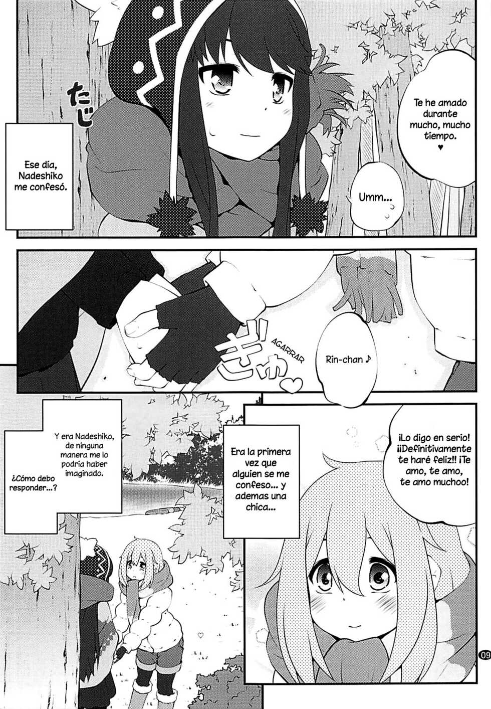 (C94) [Purimomo (Goyac)] Sankakkei no, Himitsu | Triangulo Secreto (Yuru Camp) [Spanish] - Page 8