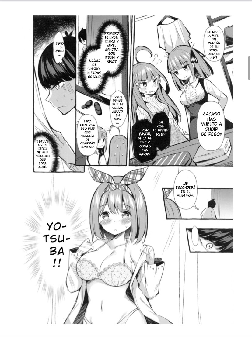 [Apple Effect (MurasakiO)] Yotsuba to Shichakushitsu de H Shiyo (Gotoubun no Hanayome) [Spanish] - Page 5