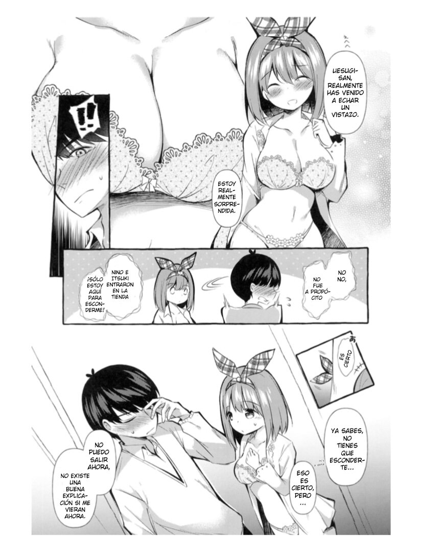 [Apple Effect (MurasakiO)] Yotsuba to Shichakushitsu de H Shiyo (Gotoubun no Hanayome) [Spanish] - Page 6