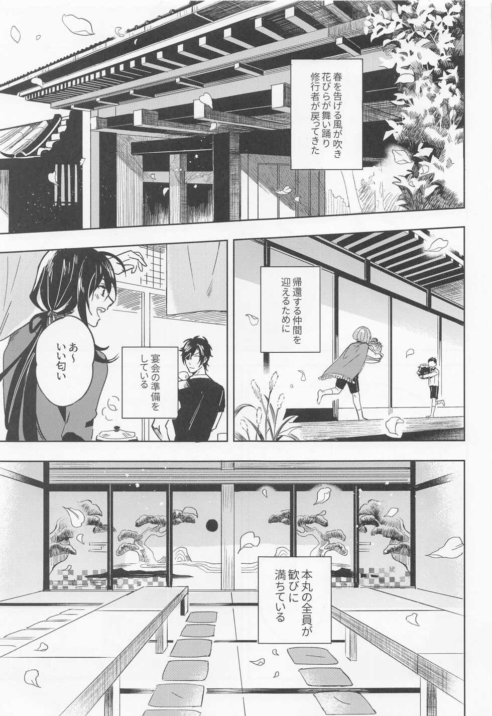 [6Am (点点金光)] Chougi-kun wa Rikon o Ganbareba Ganbaru hodo Shiawase ni Naru (Touken Ranbu) - Page 4