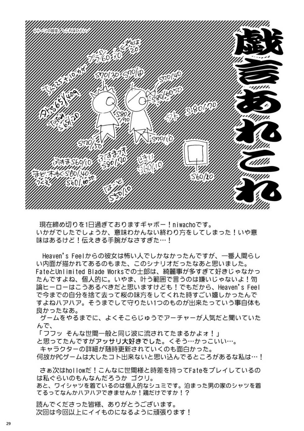 (C77) [TRIP SPIDER (niwacho)] Hitohira (Fate/stay night) - Page 28