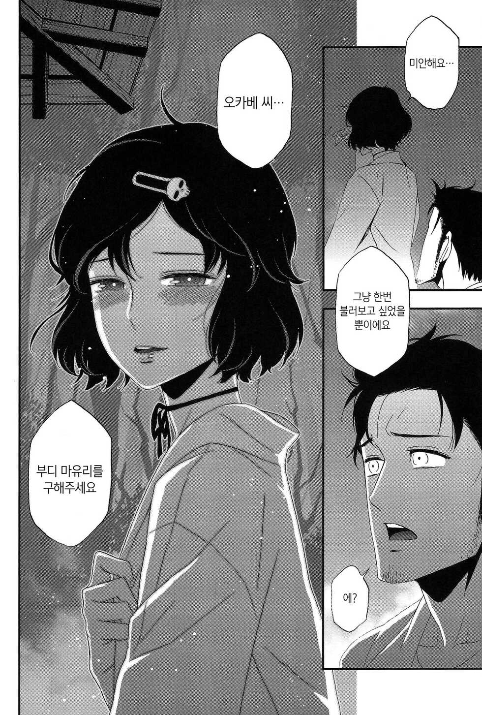 (C81) [Ikujinashi no Fetishist] Shiiseishou no Maria | 사유성창의 마리아 (Steins;Gate) [Korean] [새벽안개] - Page 38