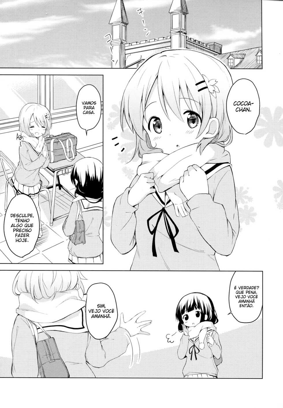 (C91) [Sekine (Sekine Hajime)] Gochisou wa Kokoa desu ka? (Gochuumon wa Usagi desu ka?) [Portuguese-BR] {Sammael} - Page 4