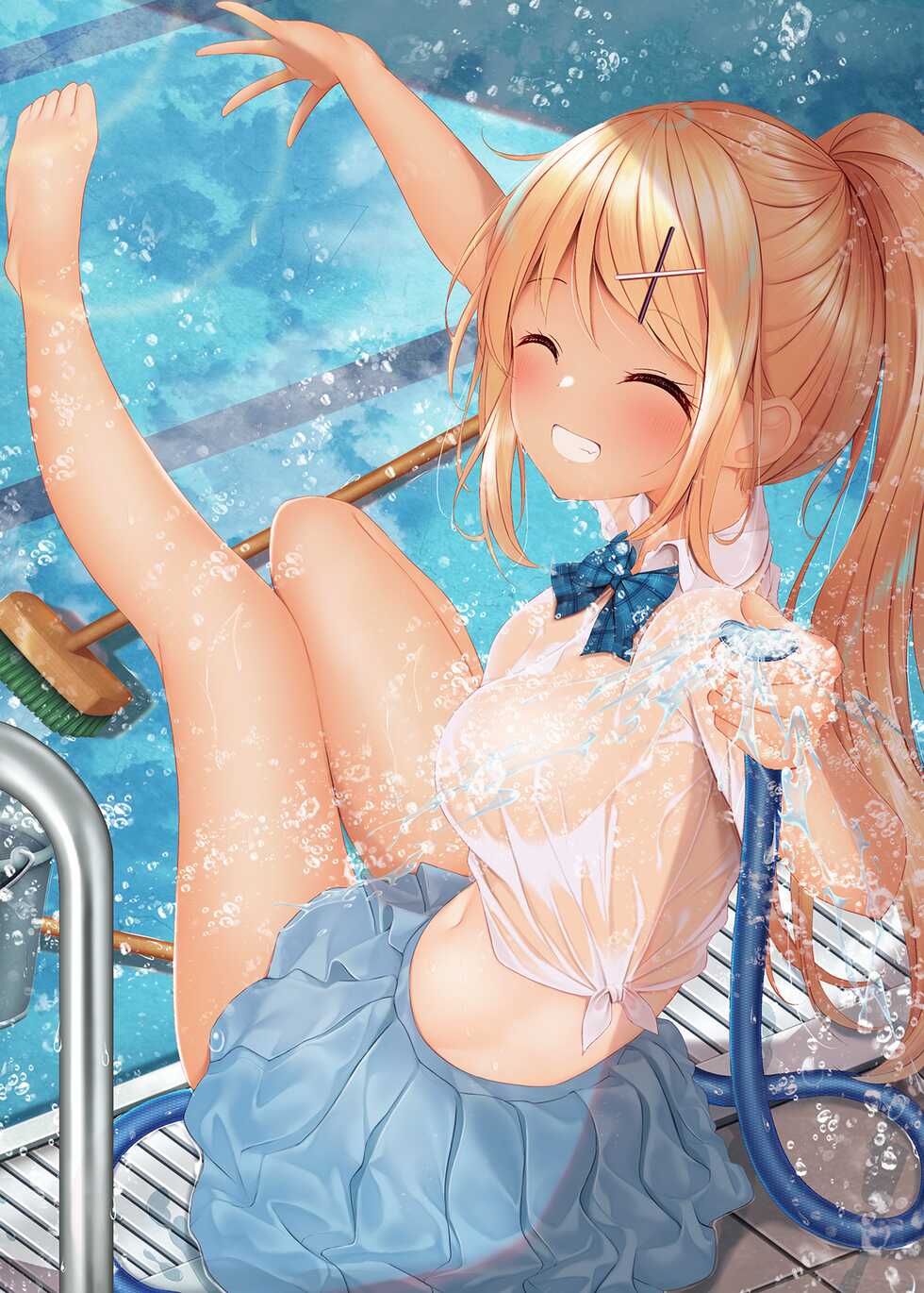 [Minato Ojitan] Karen-chan Pool Souji de Zenra ni Natta node Sonomama Kaihouteki ni Nakadashi SOX! (Kiniro Mosaic) - Page 24