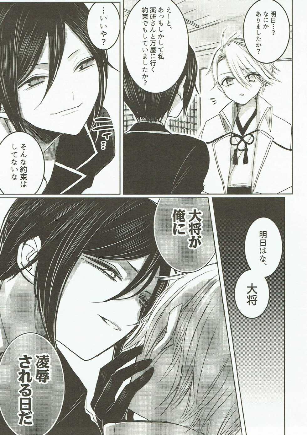 (Senka no Toki Hibana 2017) [Ningyobako (Chifuyu)] Onegai, Darenimo Iwanaide. (Touken Ranbu) - Page 8