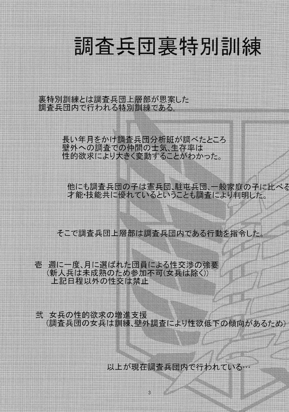 (C84) [Jinapakusu (Yowashi)] Chousa Heidan Ura Tokubetsu Kunren | L'Allenamento Segreto della Armata Ricognitiva (Shingeki no Kyojin) [Italian] - Page 3
