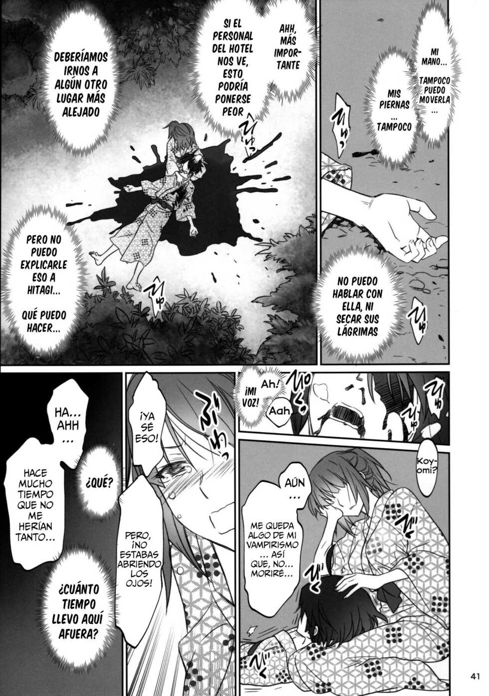 (C91) [Bloody Okojo (Akutagawa Manbou, Takakujyu)] Hitagi Family Kouhen (Bakemonogatari) [Spanish] - Page 40