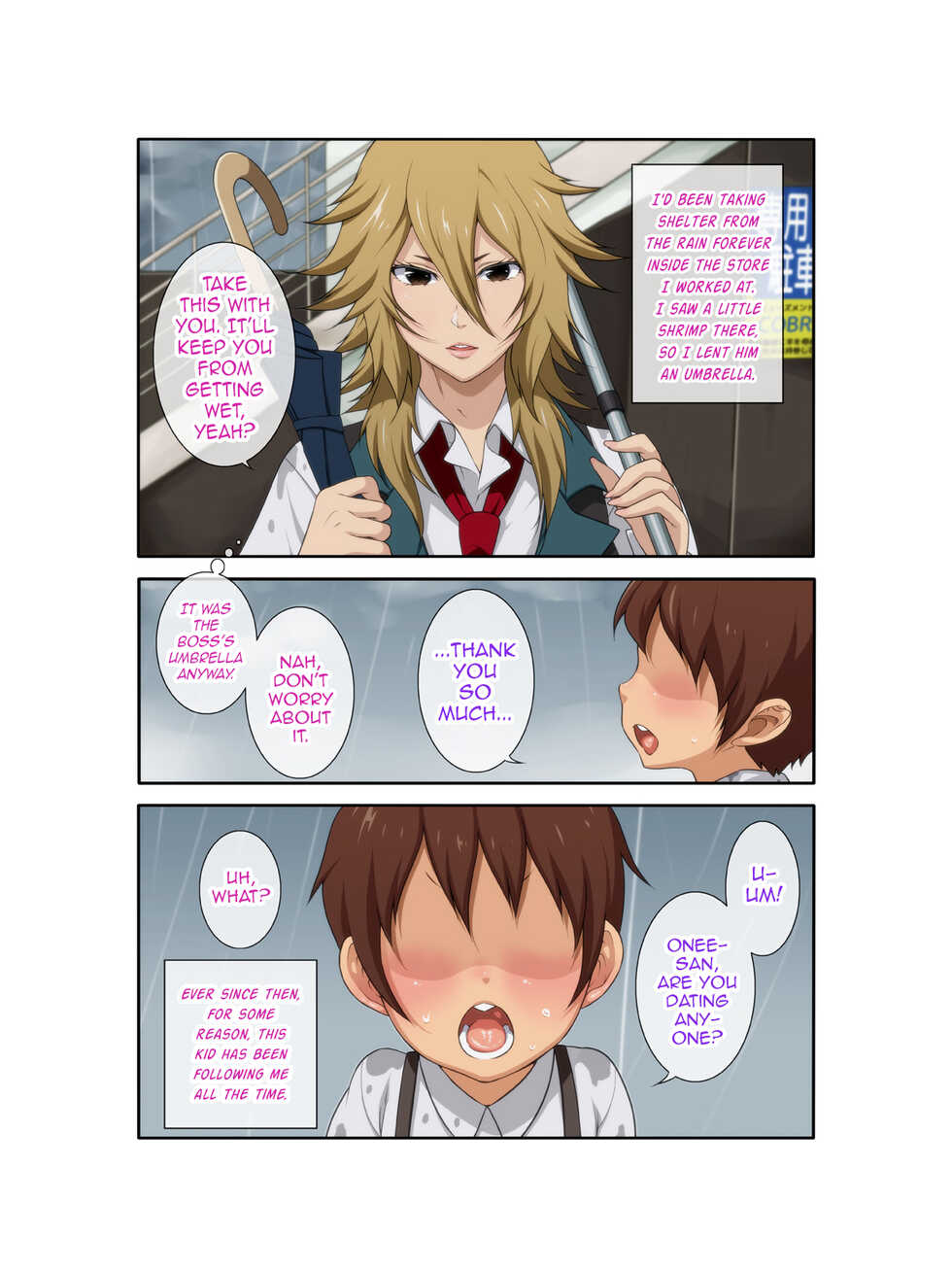 [NOTONE (Nekotasou)] Akogare no Yankee Tenin no Onee-san wa Oppai Chinko deshita. ~ demo Daisuki Tsukiaitai! ~ [English] [mysterymeat3] - Page 2