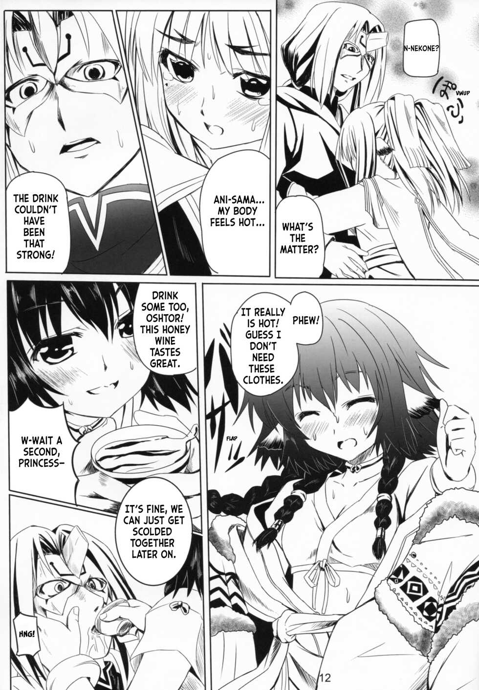 (C91) [Kanmiya Makkuro (Kuro Yorozu)] Himitsu no Yakai (Utawarerumono Itsuwari no Kamen) [English] [ianuela] - Page 12