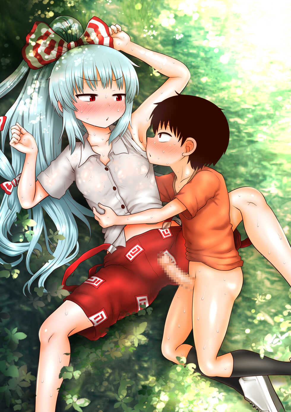 [Katou Fuguo] "Surudake Juuni" no Bangaihen deki na, Manatsu no Asedaku na "Nioi" de Shounen wo Tsuitsui Kowaku shichau Mokou-chan (Touhou Project) - Page 33