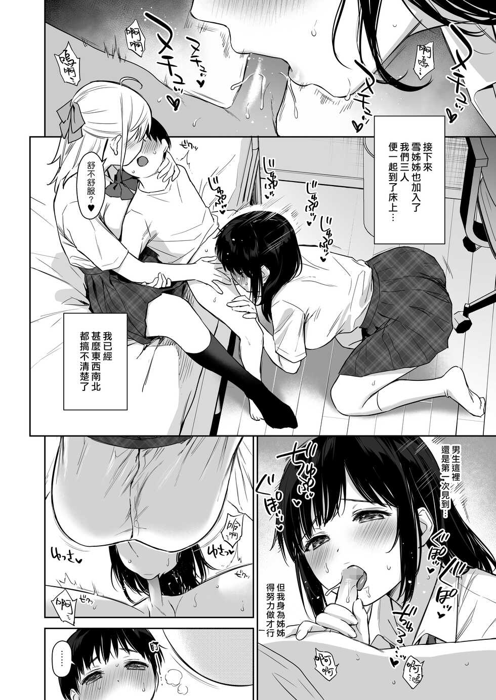 [Amakuchi Syoujo (Umakuchi Syouyu)] Naisho no Hajimete ~Suunenburi ni Atta Shinseki no Bijin JK Shimai ni Ecchi no Tehodoki Sarechaimasu~ | 我們秘密的初體驗 ～讓數年不見的親戚美女JK姊妹帶我初嚐禁果～ [Chinese] [漢化組漢化組×夢中璞影] [Digital] - Page 18