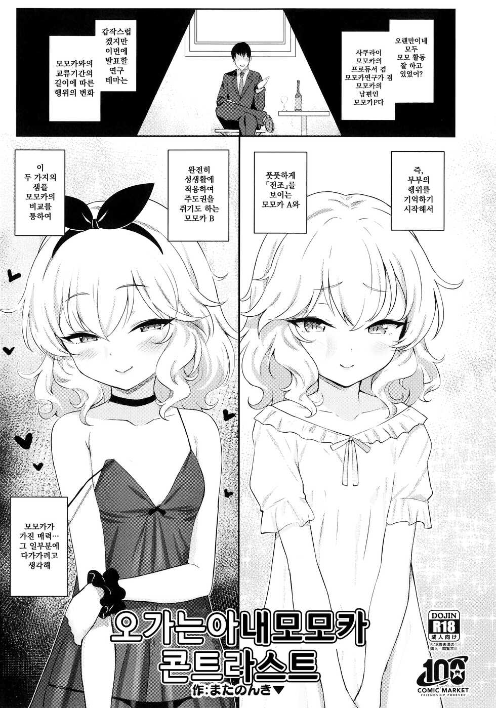 (C100) [Horizontal World (Matanonki)] Momoka Yoitsuma Contrast | 오가는아내모모카 콘트라스트 (THE IDOLM@STER CINDERELLA GIRLS) [Korean] - Page 1