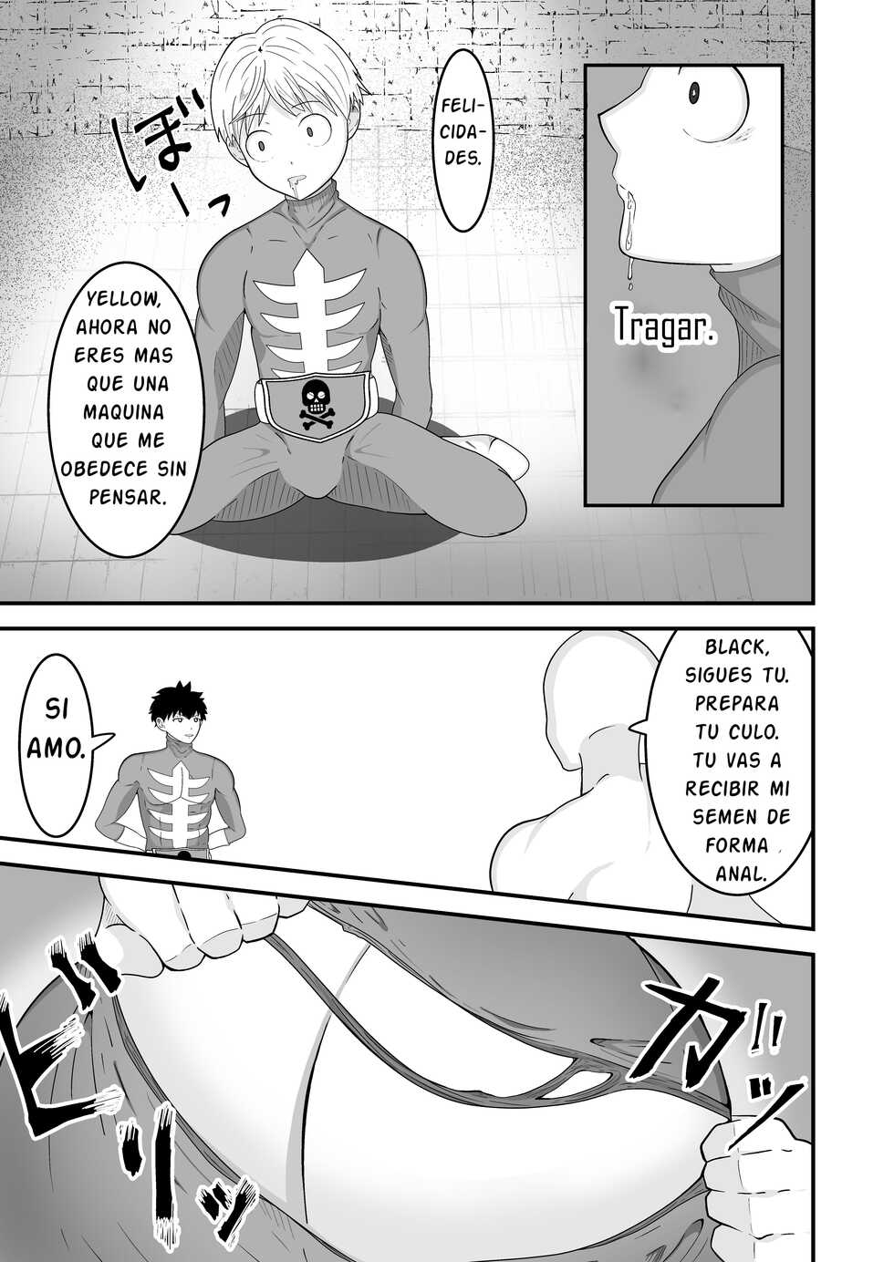 [Otoko no Saimin Fetiya-san (Matsukaze Akitarou)] Hero, Saimin x Sennou ~Shasei shitara soku Dorei~ | Black and Yellow brainwashed. [Spanish] [Digital] - Page 40