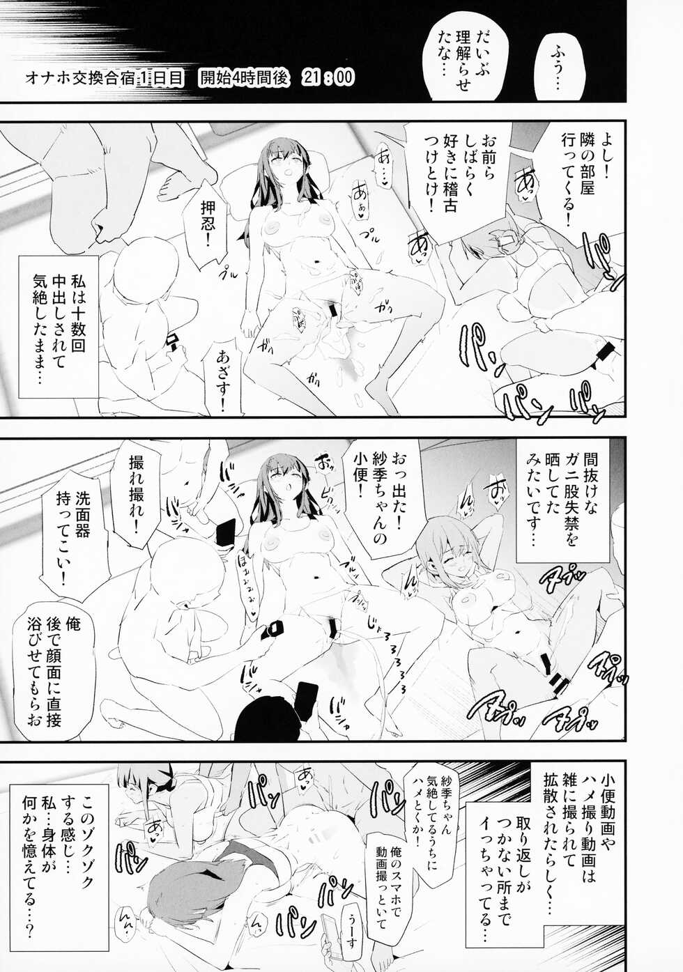 (C100) [Yami ni Ugomeku (Dokurosan)] Watashi-tachi no Onaho Koukan Gasshuku Ichinichime! + Omake Paper - Page 12