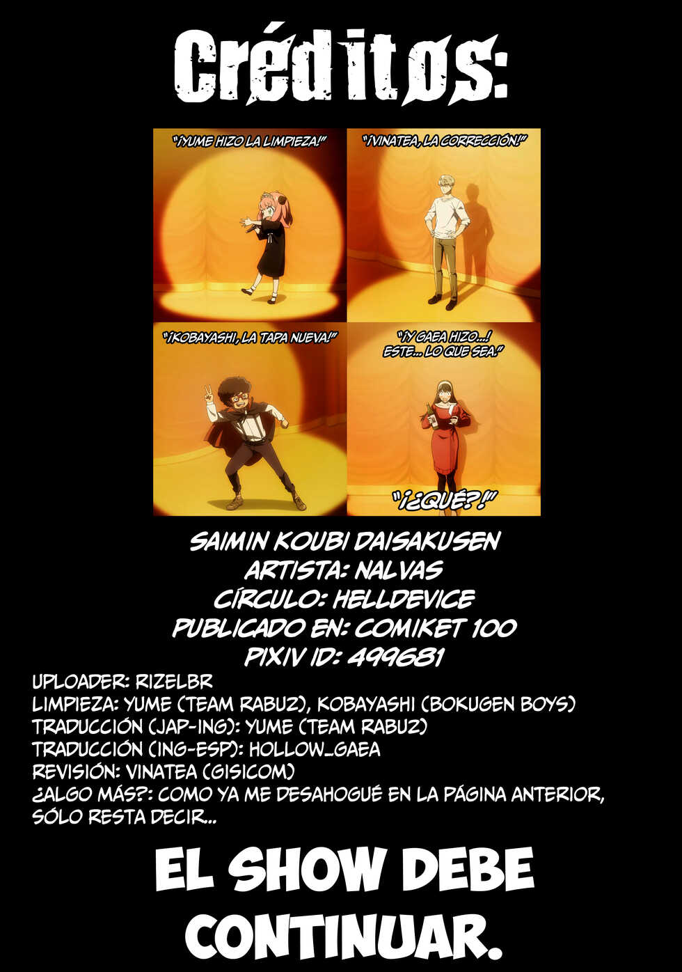 (C100) [HellDevice (nalvas)] Saimin Koubi Daisakusen | Gran Estrategia de Hipnosis para Aparearse #1 (SPY x FAMILY) [Spanish] [HGnF, Team Rabu2, Gisicom, Bokugen Boys] - Page 20