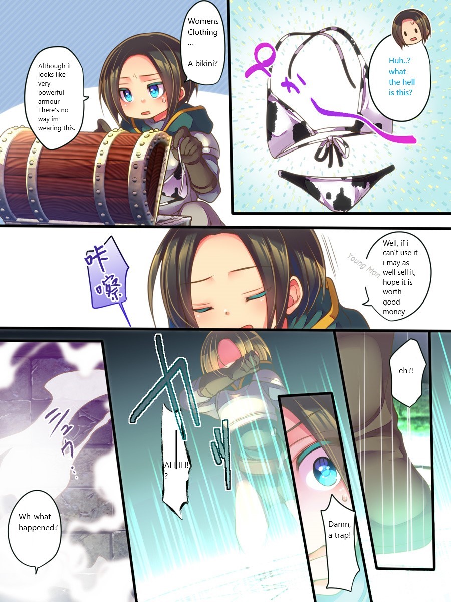 [Amuai Okashi Seisakusho (Reitou Mikan)] Noroi no TS Soubi ~Boukensha wa Bikini de Mesu ni Ochiru~ | Curse of TS Equipment ~Adventurers Fall Into Females in Bikinis~ [English] - Page 3