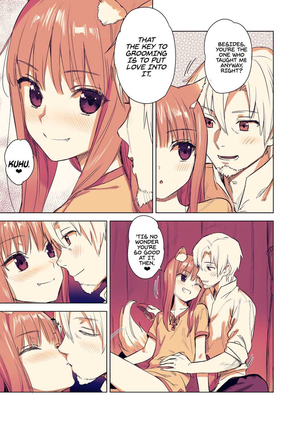 [Ajisaidenden (Kawakami Rokkaku, Takanashi Rei)] Wacchi to Shippori Kezukuroi Hon | Affectionate Grooming With Me (Spice and Wolf) [English] [Von] [Digital] - Page 4