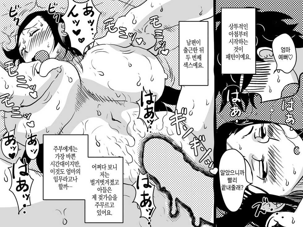 [JUNK Center Kameyoko Bldg] Yaritai Zakari no Musuko to Tainshou no Okaa-san to no Seiseikatsu no Nichijou no Hanashi. | 하고 싶은 한창때의 아들과 색정증 엄마와의 성생활 일상 이야기. [Korean] [팀 마스터] - Page 26