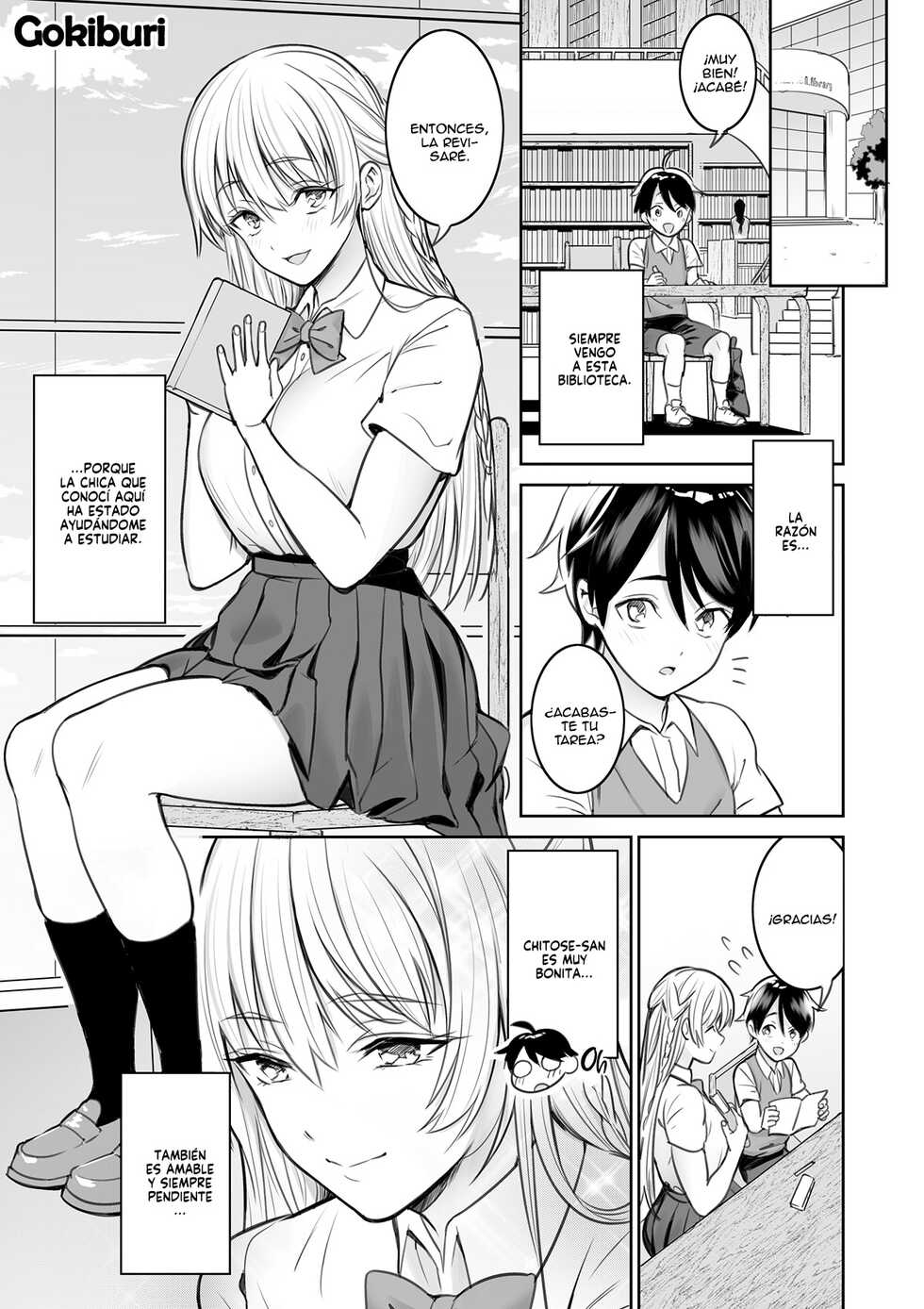[Nukunukujima (Akai Same)] Toshokan de Shiriatta Onee-san ni Ecchina Koto o Sarechau Hanashi [Spanish] [Digital] - Page 2