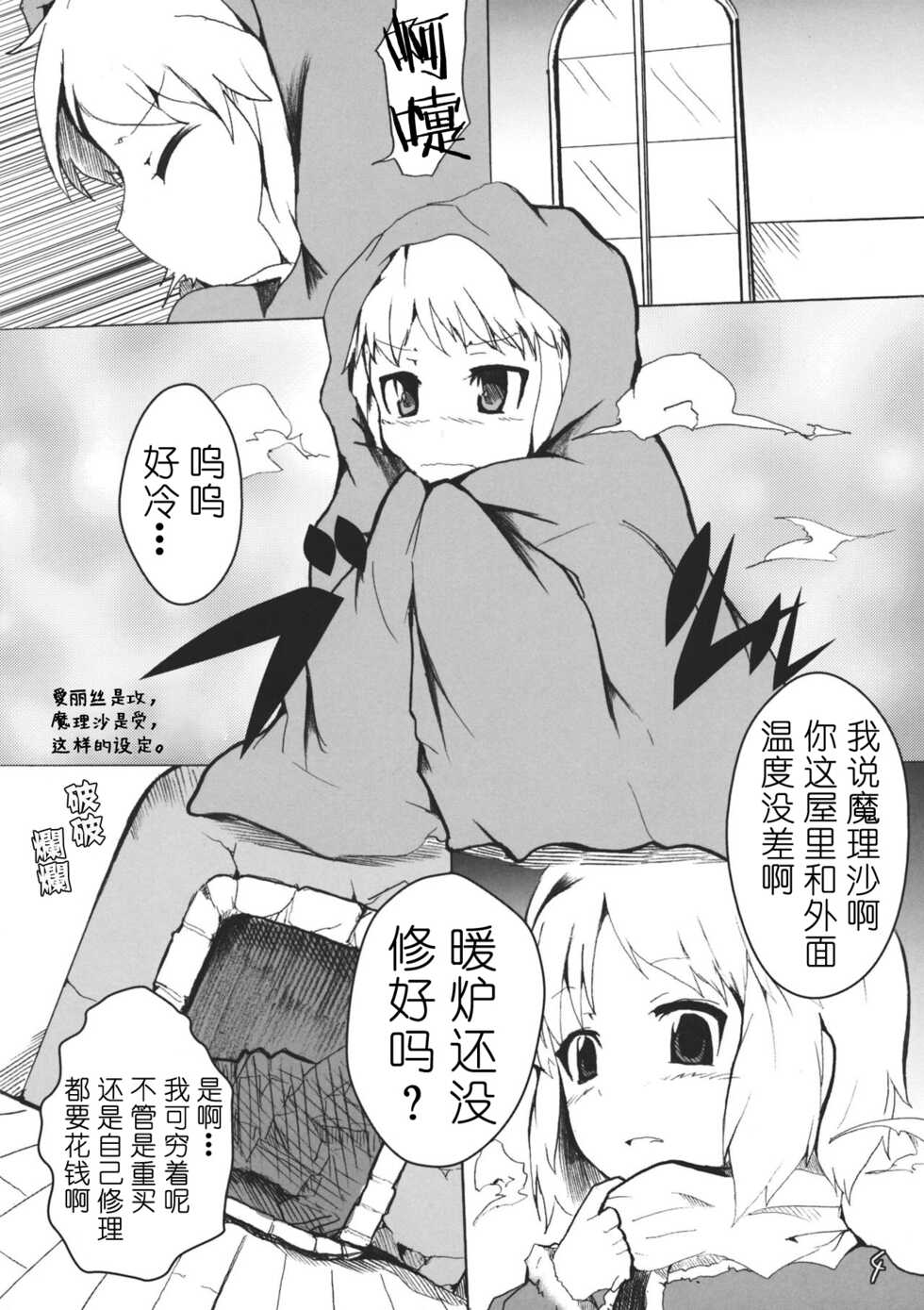 (Reitaisai 8) [Mahirunosora, Tongarigorigori (Jyarun, Tsukiyama, Tsunami)] AliMari! (Touhou Project) [Chinese] [酒吧汉化] - Page 3