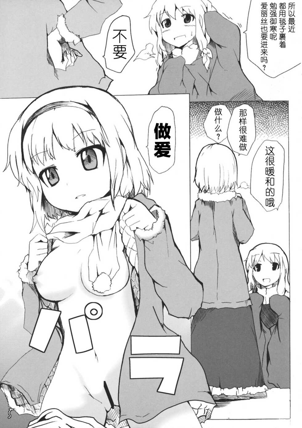 (Reitaisai 8) [Mahirunosora, Tongarigorigori (Jyarun, Tsukiyama, Tsunami)] AliMari! (Touhou Project) [Chinese] [酒吧汉化] - Page 4
