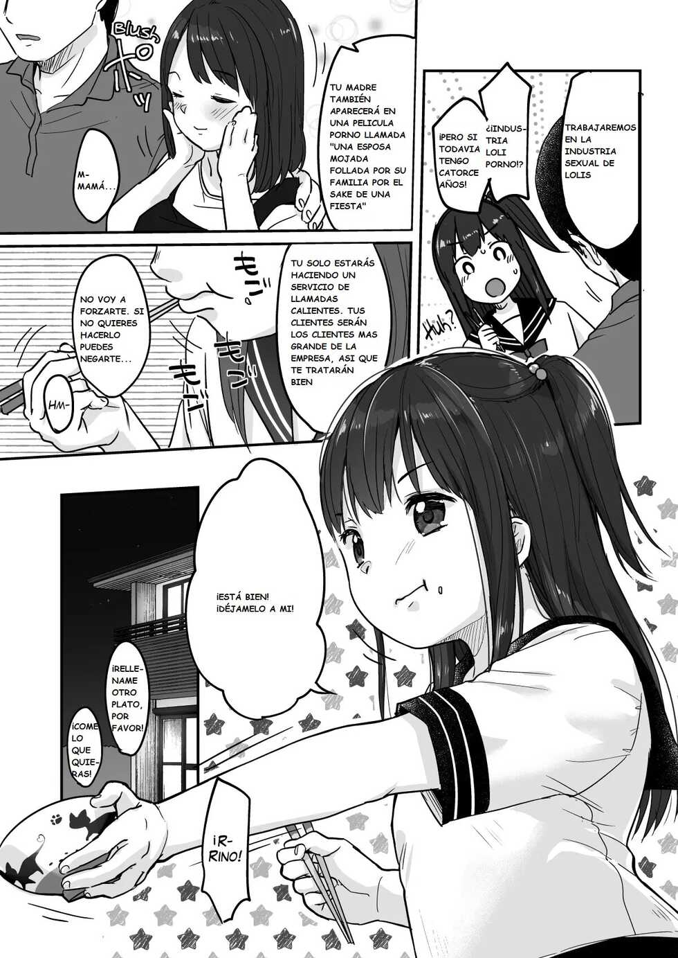 [MeltdoWN COmet (Yukiu Con)] Tou-san no Kaisha ga Tousan Shita no de Loli Fuuzoku Hajimemashita | Dad's Company Went Bankrupt so I Started Working in The Loli Sex Industry [Spanish] [Digital] - Page 4