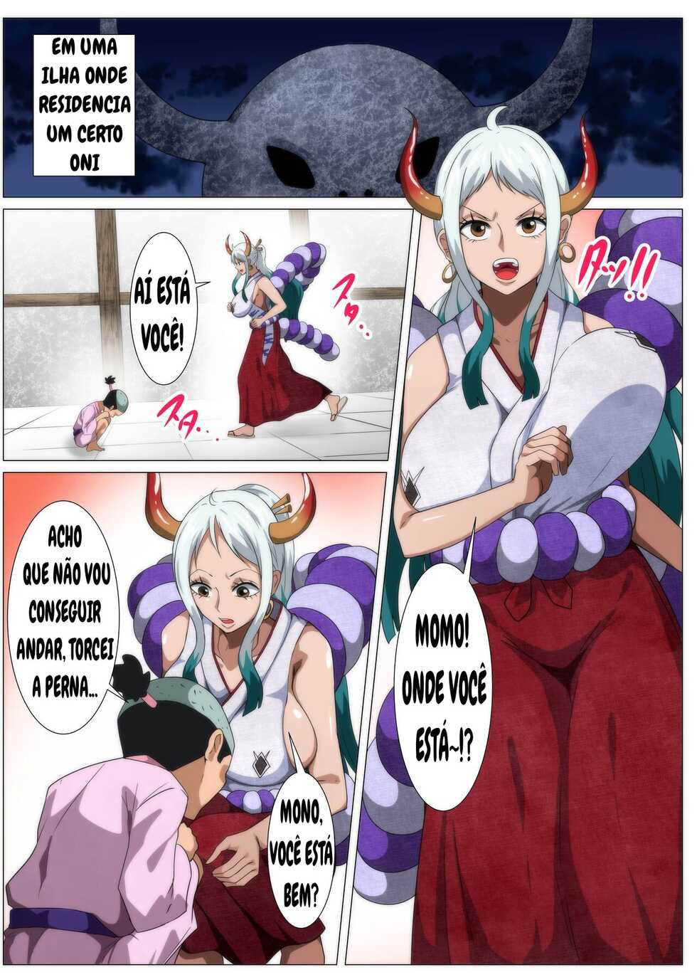 [Q Doujin] Bakunyuu Oni Musume no Hatsu Ecchi | A Big Breasted Oni Girl's First Time Having Sex (One Piece) [Portuguese-BR] - Page 2