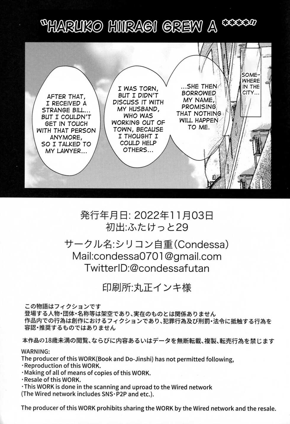 (Futaket 29) [Silicon Jichou (Condessa)] Hiiragi Haruko wa ○○○ o Hayashita [English] [desudesu][Decensored][BlueMoonCircle] - Page 2