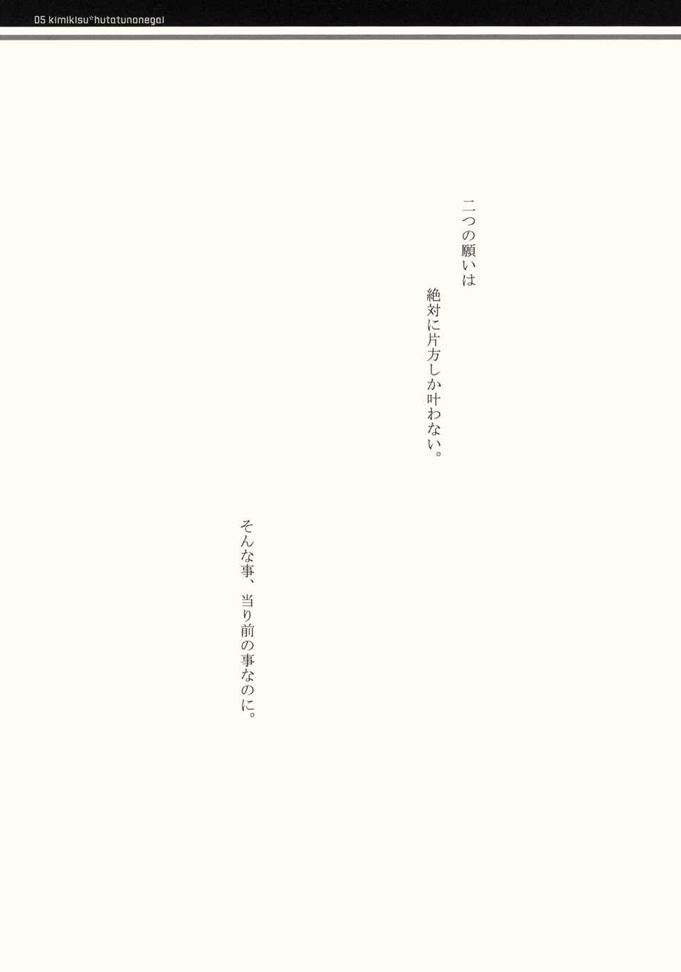 (C71) [ICHIGOSIZE (Natsume Eri)] Futatsu no Negai (KiMiKiSS) - Page 4
