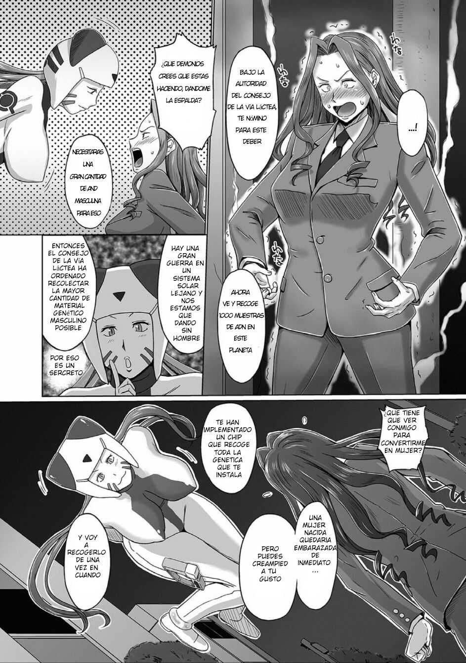 [Miura Iota] Uchuu kara no Message Seieki Mamire de Icchae!! | A Message from Outer Space (Nyotaika Naburi!!) [Spanish] [GenderBender Scans] [Digital] - Page 2