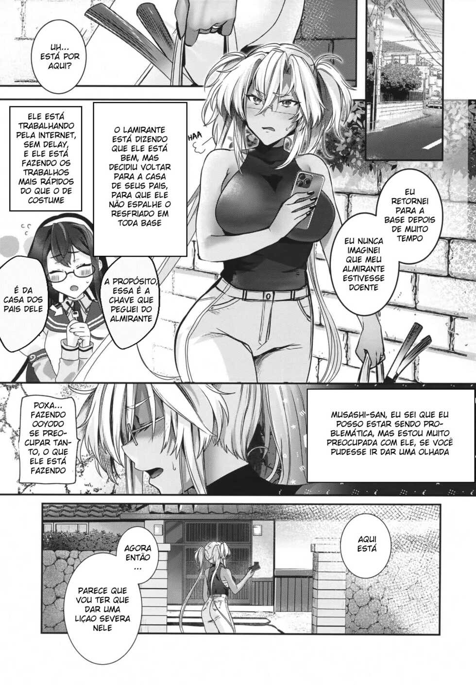 (C100) [Marosaan (Yunamaro)] Musashi-san no Yoru Jijou Anata no Ai Kagi Hen (Kantai Collection -KanColle-) [Portuguese-BR] [DiegoVPR] - Page 4