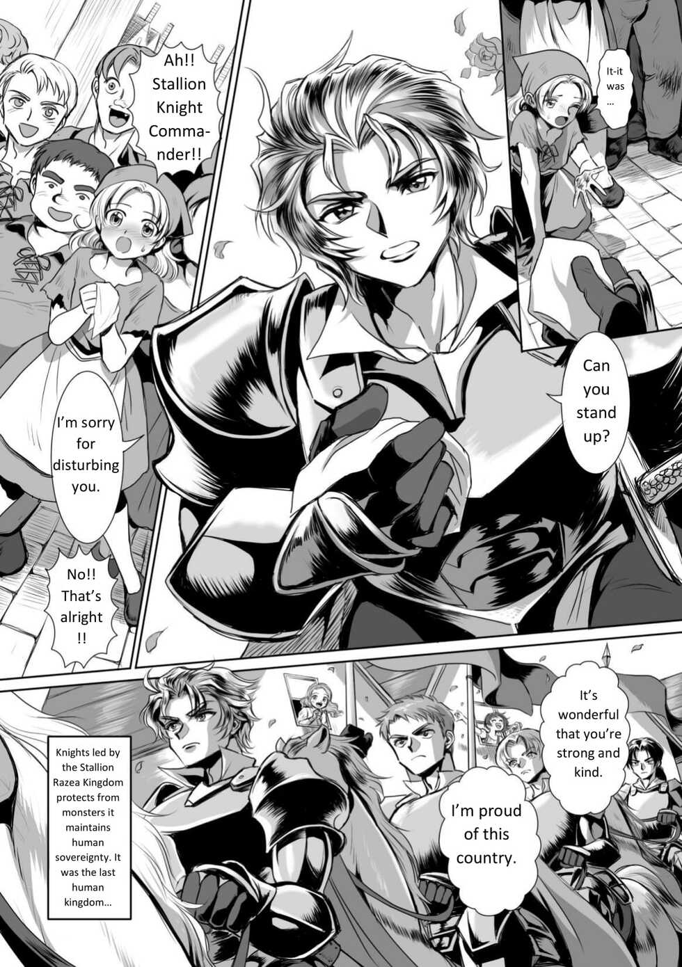 [Usuno Taro] Hyoui Kan Kishi Stallion Kimo Otoko ni Nottorare Buzama Zecchou! | Possessed Knight Stallion -Taken Over By Disgusting Man Raped and Climaxes Unsightly- Ch. 1 [English] - Page 4
