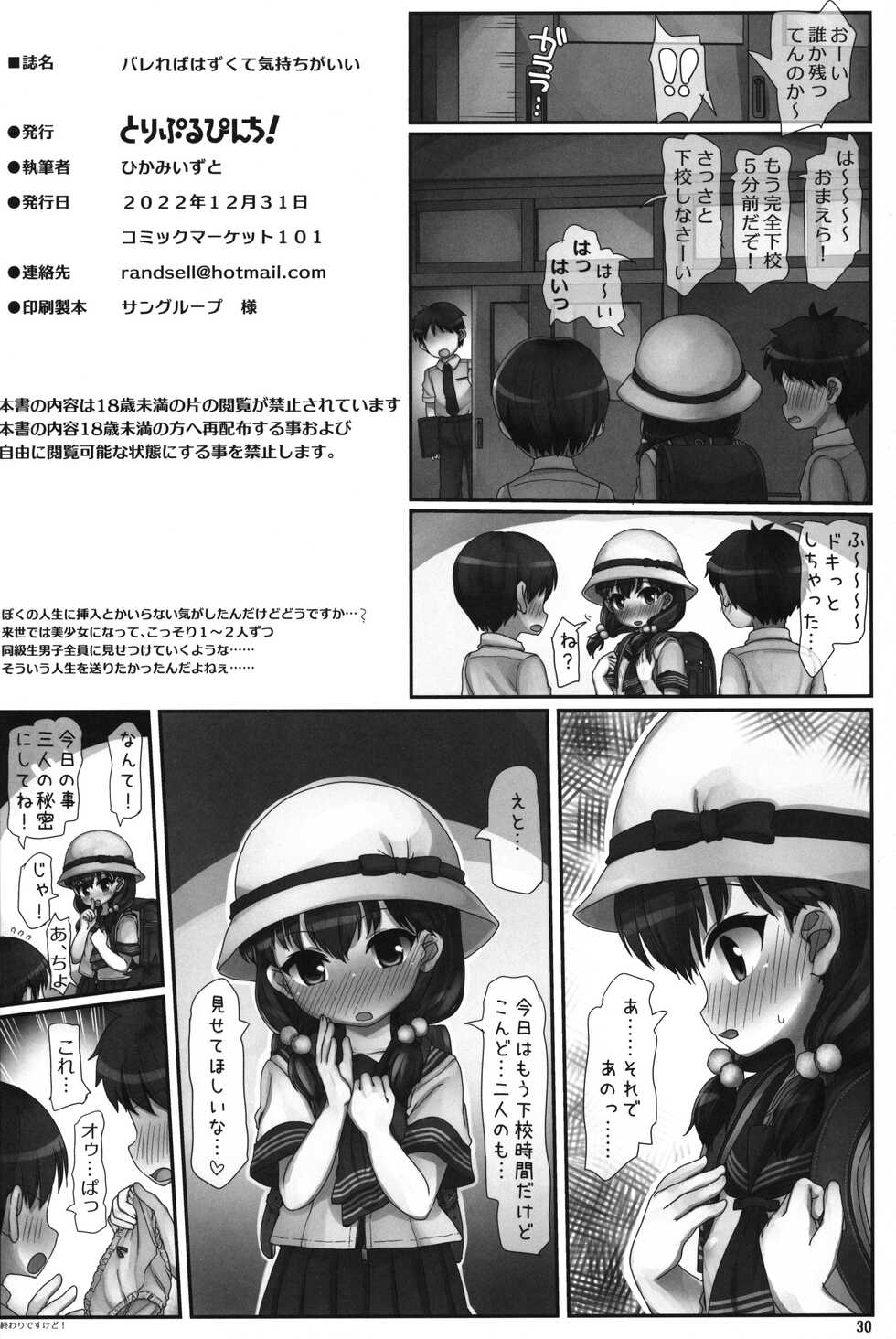 (C101) [Triple Pinch! (Hikami Izuto)] Barereba Hazukute Kimochi ga ii - Page 29