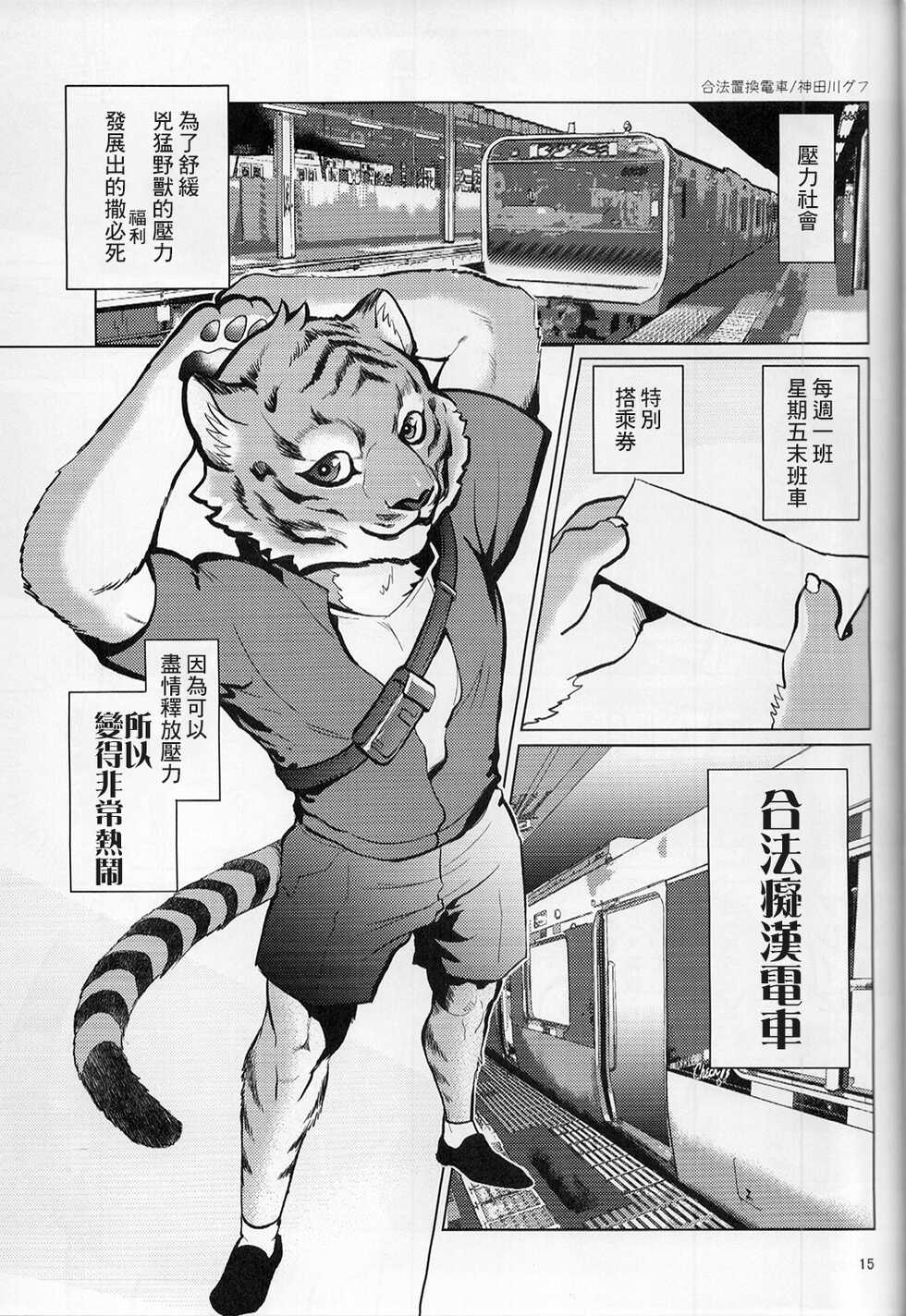 (Kansai! Kemoket 8) [INK (Kreuz, Kandagawa Gufu)] Chikan de GO!! Manin Kemono Densha [Chinese] [日曜日汉化] - Page 14