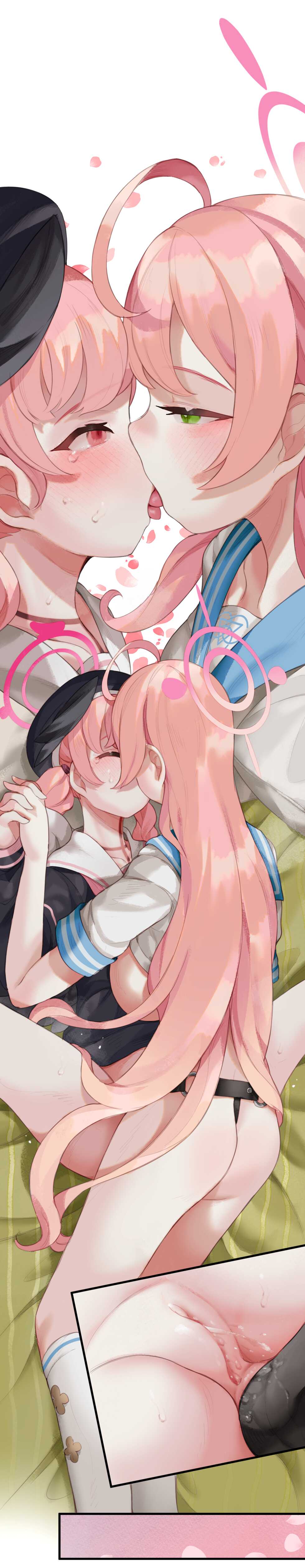 [CAT GARDEN (Nekotewi)] Haru yo Hana yo ~Hanako to Koharu ga Nariyuki de, Les Ecchi suru Manga~ (Blue Archive) [Decensored] [Digital] - Page 56