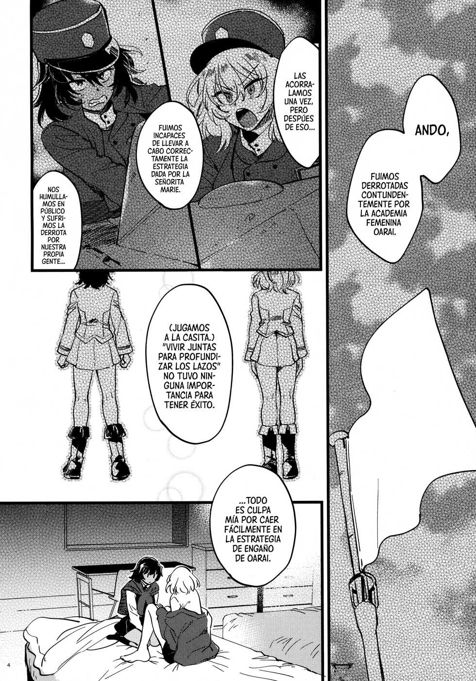 (C97) [Sonotaozey (Yukataro)] ANDO/OSHIDA,motto Nakayoku! | ¡Ando, Oshida, llévense bien! (Girls und Panzer) [Spanish] [Mr. Nugget] - Page 3