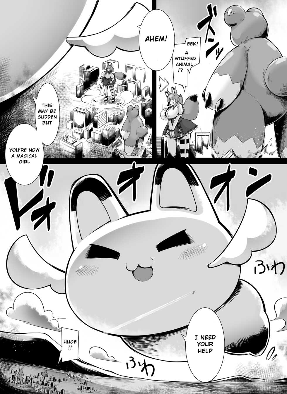 [Toka] Bakunyuu Kitsune Mimi Mahou Shoujo wa Kyodaika shika Dekimasen! | Big breasted fox eared magical girl can only be huge! [English] - Page 4