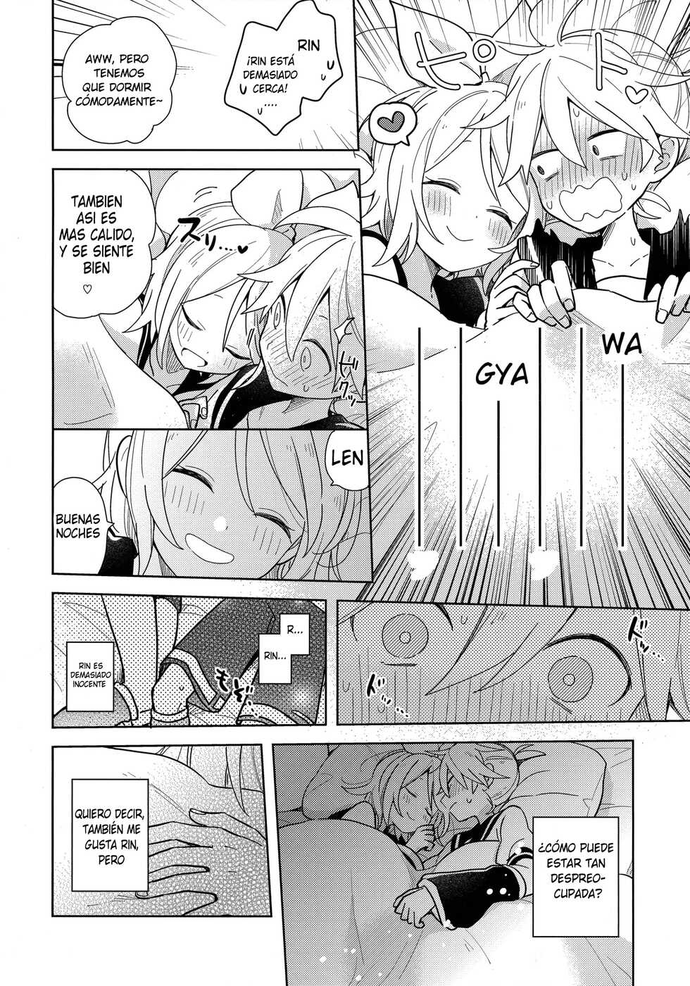 (Kagamine Kotoha!) [Wonderland (Suzumi)] Issho no Ofuton de Nenai to Derarenai Heya [Seijin Mukai] (VOCALOID) [Spanish] - Page 5