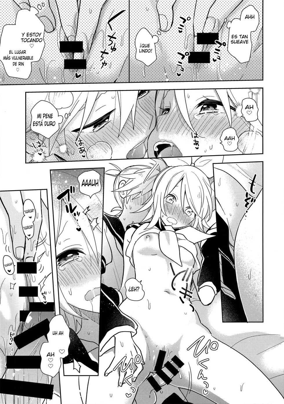 (Kagamine Kotoha!) [Wonderland (Suzumi)] Issho no Ofuton de Nenai to Derarenai Heya [Seijin Mukai] (VOCALOID) [Spanish] - Page 12