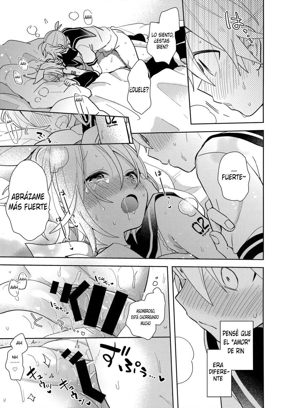 (Kagamine Kotoha!) [Wonderland (Suzumi)] Issho no Ofuton de Nenai to Derarenai Heya [Seijin Mukai] (VOCALOID) [Spanish] - Page 20