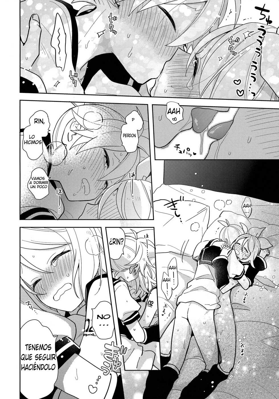 (Kagamine Kotoha!) [Wonderland (Suzumi)] Issho no Ofuton de Nenai to Derarenai Heya [Seijin Mukai] (VOCALOID) [Spanish] - Page 25