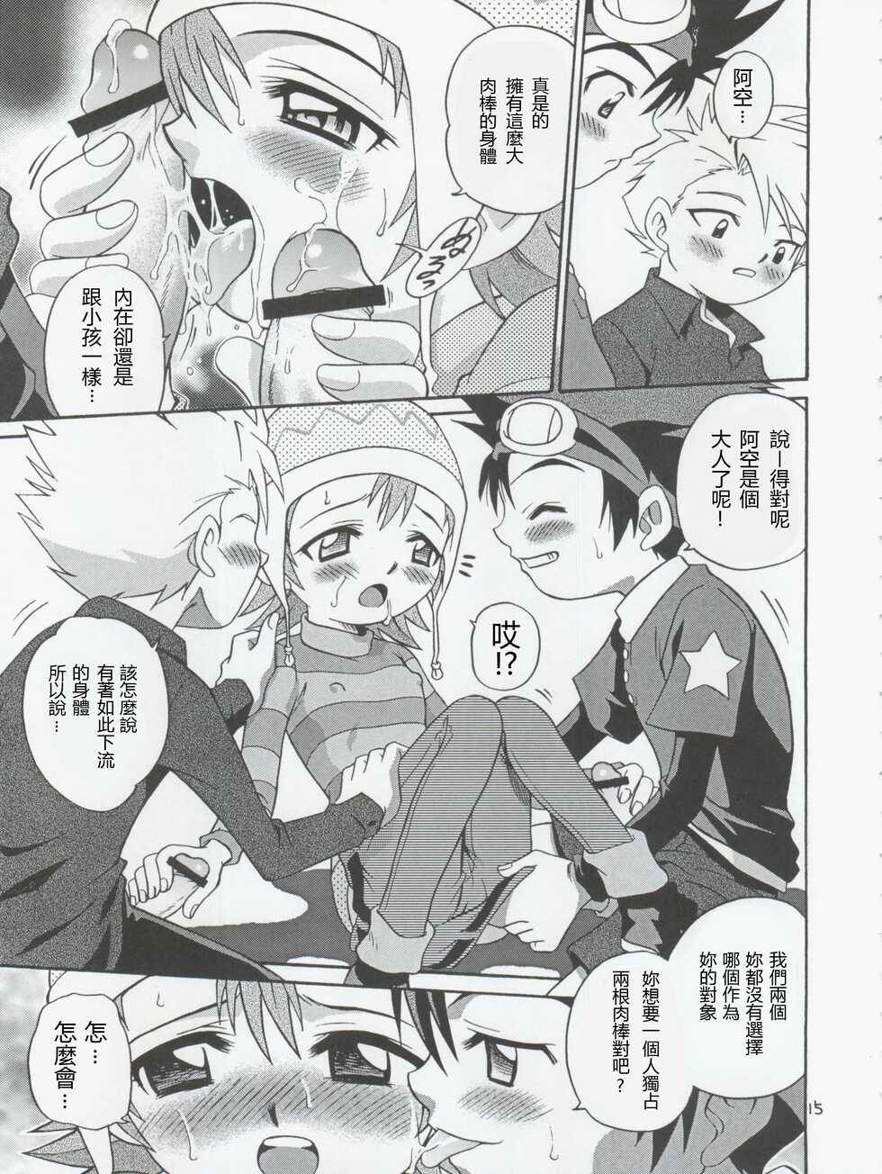 [Studio Tar (Kyouichirou, Shamon)] Jou-kun, Juken de Ketsukacchin. (Digimon Adventure, Digimon Adventure 02)[Chinese] - Page 15