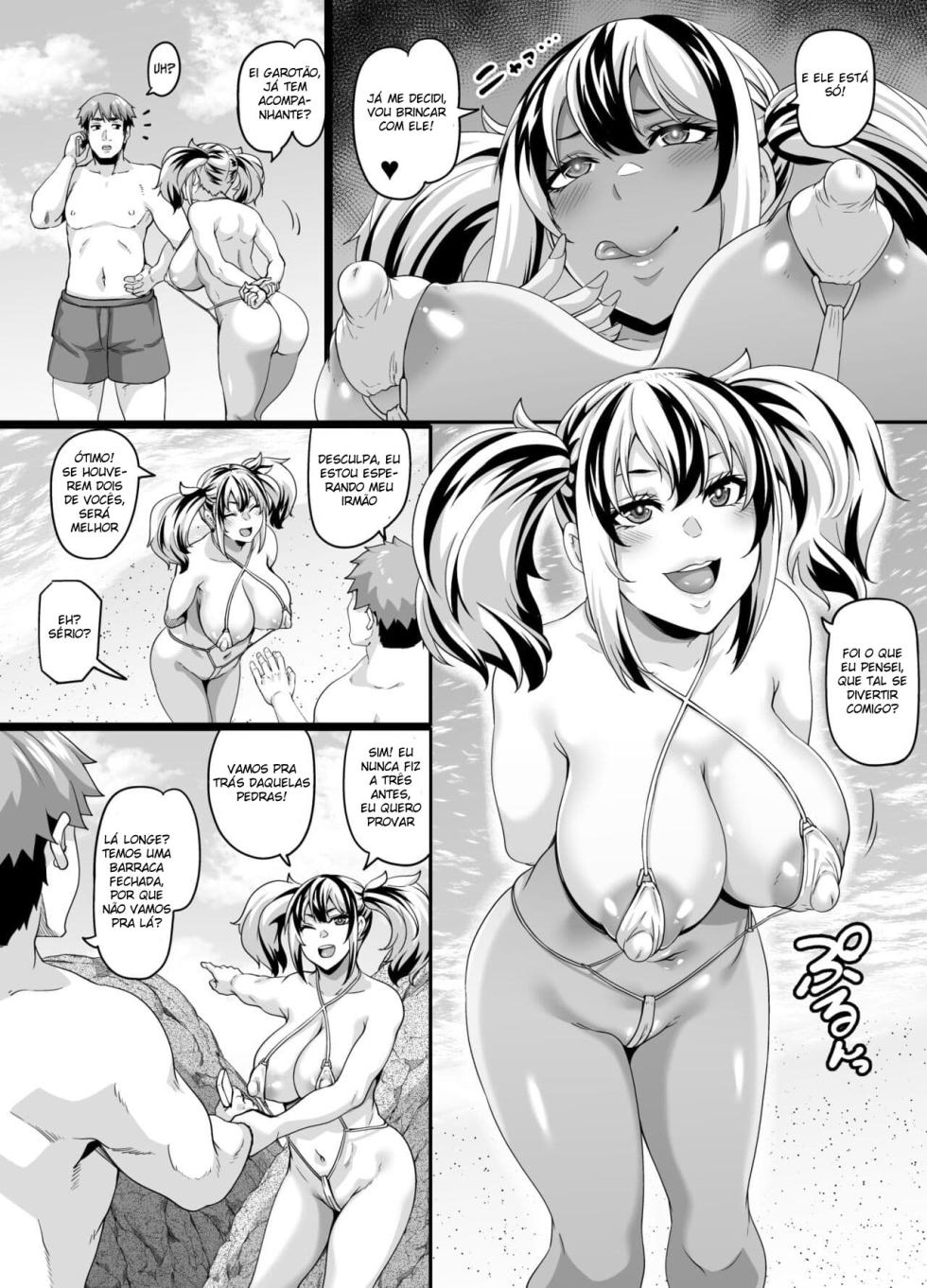 [Tiramisu Tart (Kazuhiro)] Kazoku Ryokou wa Yarimoku Beach de Sex Zanmai 2 ~Imouto-chan Hen~ [Portuguese-BR] [DiegoVPR] [Incomplete] - Page 7