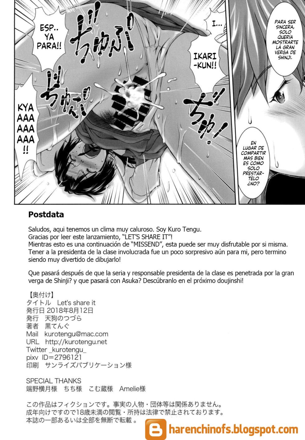 (C94) [Tengu no Tsuzura (Kuro Tengu)] Let's share it (Neon Genesis Evangelion) [Digital] [Spanish] [Harenchi no Fansub] - Page 29