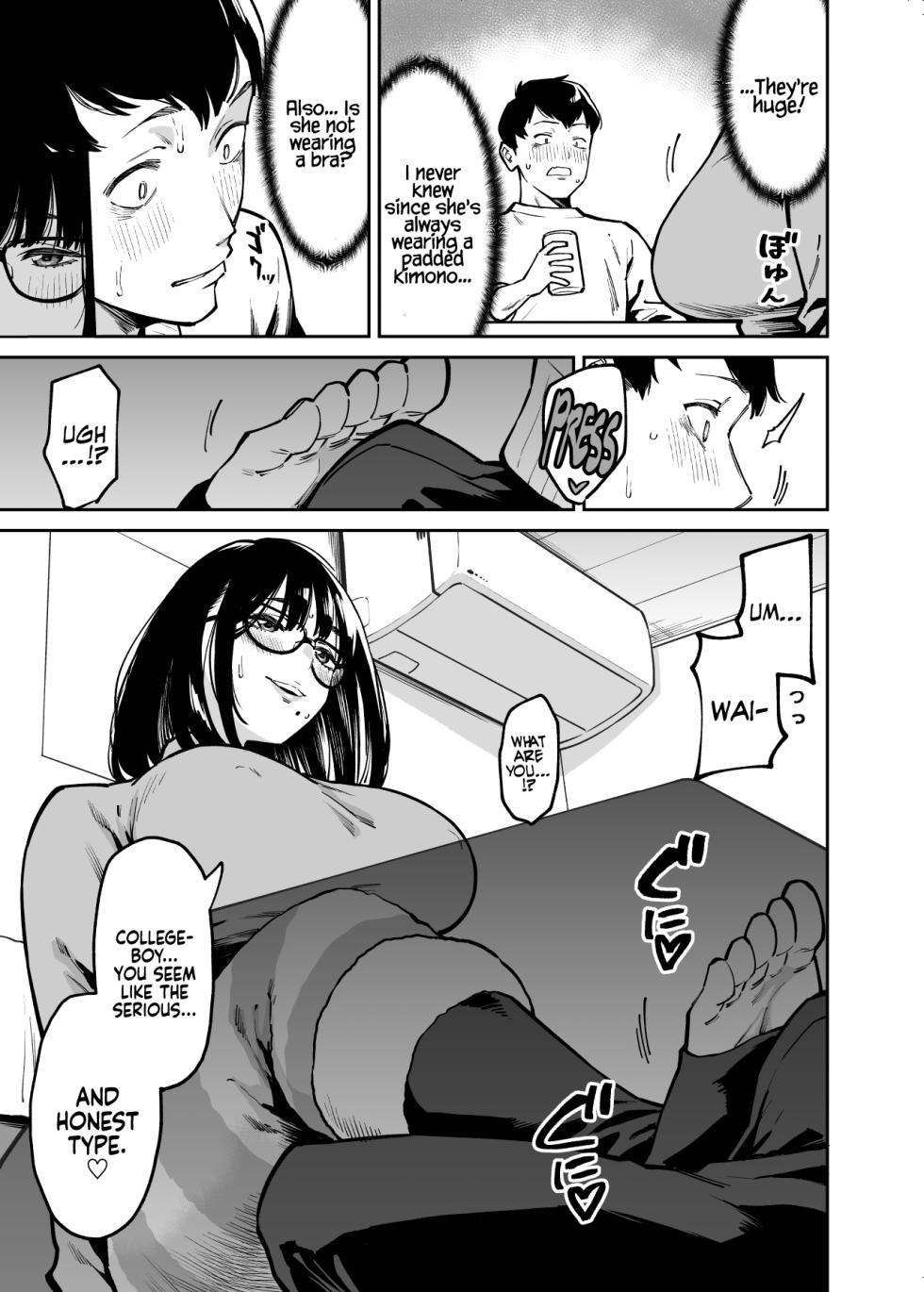 [Uchuusen Shoujigou (Shouji Nigou)] Otonari no Darashina Onee-san ni Nagusamerareru Hanashi | Comforted by the Sloppy Girl Next Door [English] [Coffedrug] - Page 11