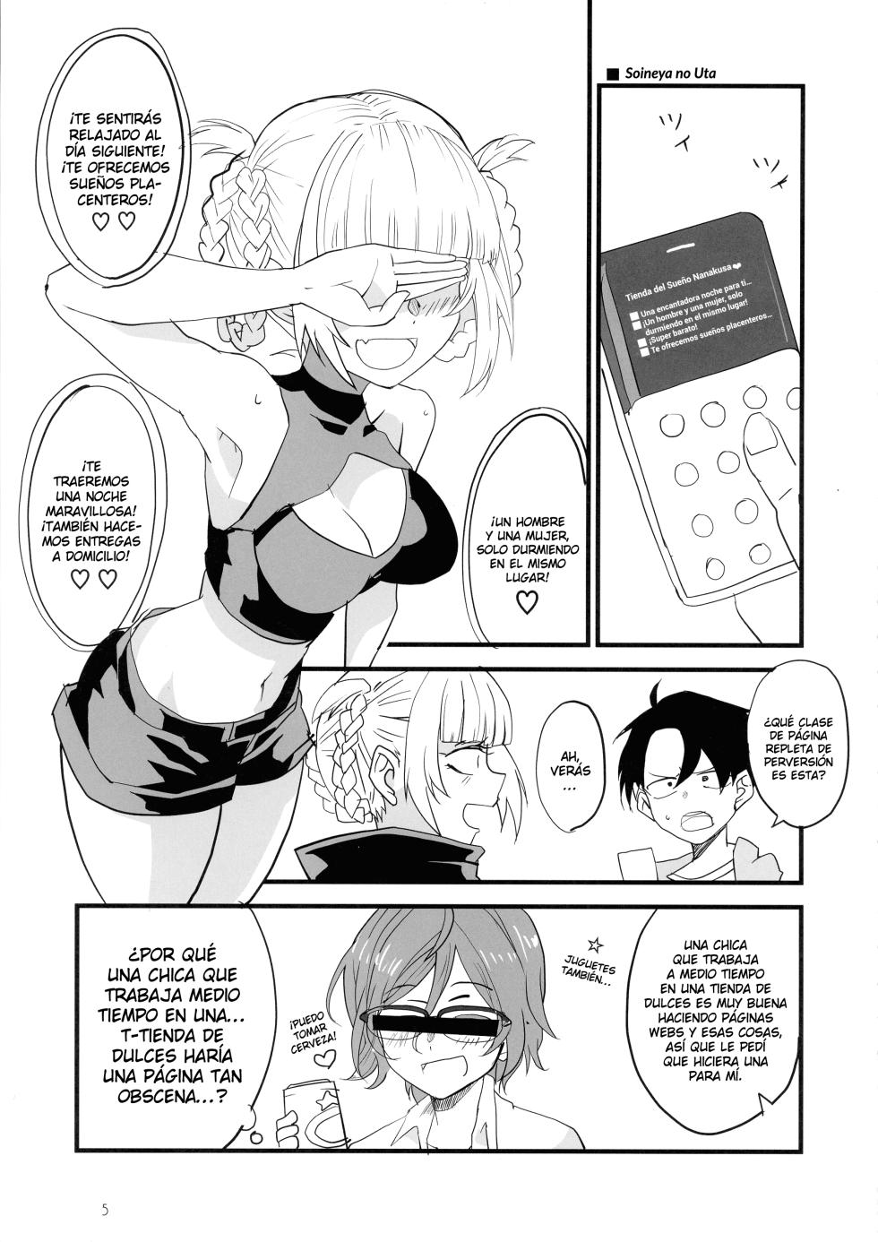[BlueMage (Aoi Manabu)] Soineya no Uta (Yofukashi no Uta) [Spanish] [Fstake Sukyan] - Page 5